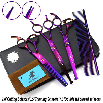 3-5pcs 7.5" Stainless Steel Pet Dog Cat Grooming Scissors Comb Sets