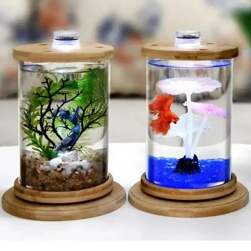 Cylindrical Rotating Desktop Mini Aquarium Fish Tank