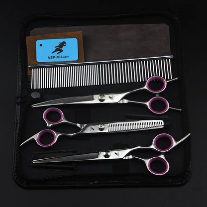 7" Stainless Steel Pet Dog Scissors Combs Grooming Kit Sets