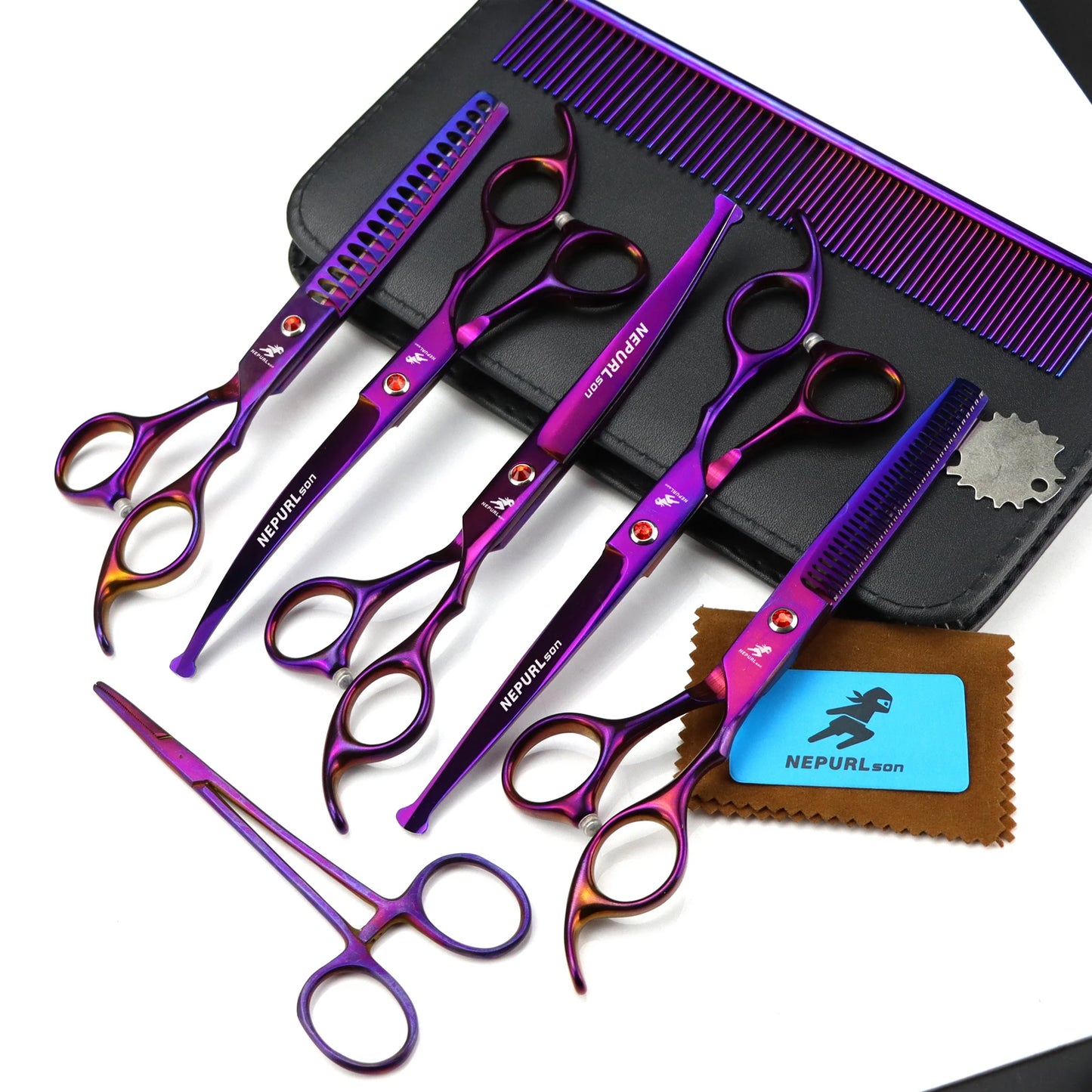 3-5pcs 7.5" Stainless Steel Pet Dog Cat Grooming Scissors Comb Sets