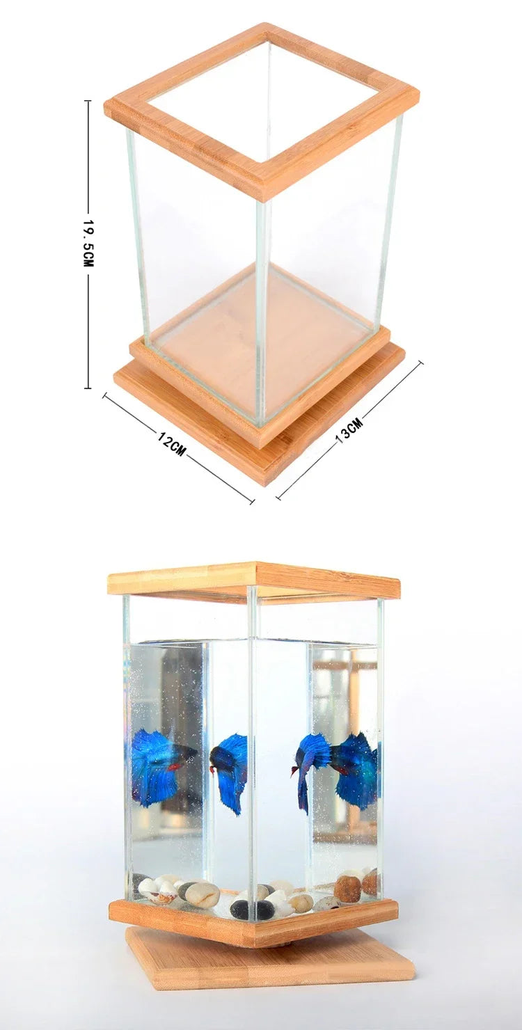 Cylindrical Rotating Desktop Mini Aquarium Fish Tank