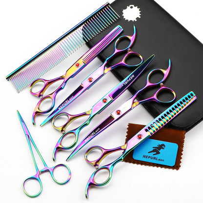 4-7pc Stainless Steel Pet Dog Cat 7" Grooming scissors Comb Sets