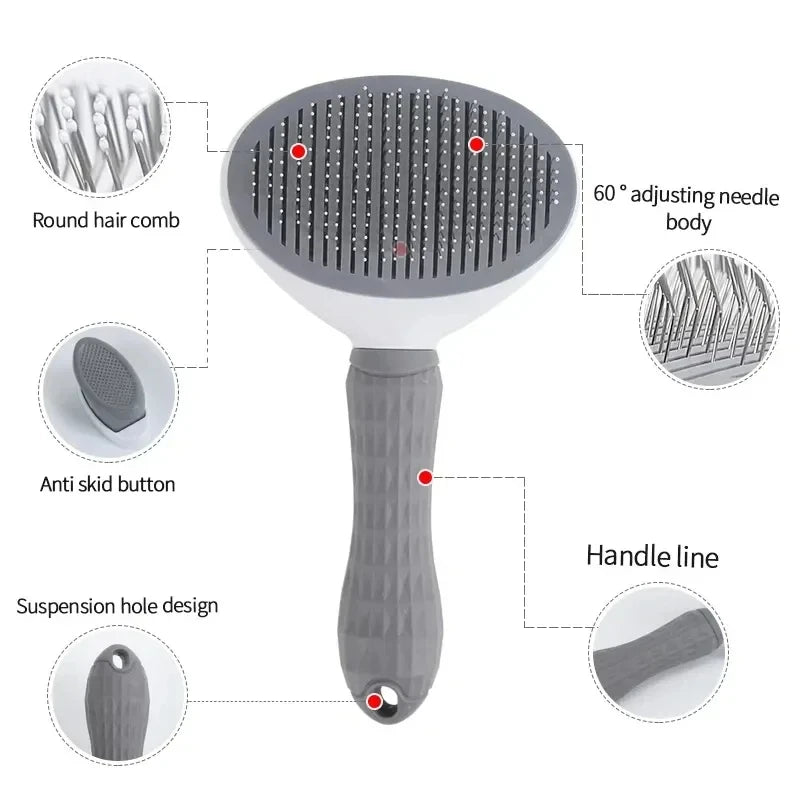 Pet Dog Cat Self Cleaning Hair Remover Grooming Brush