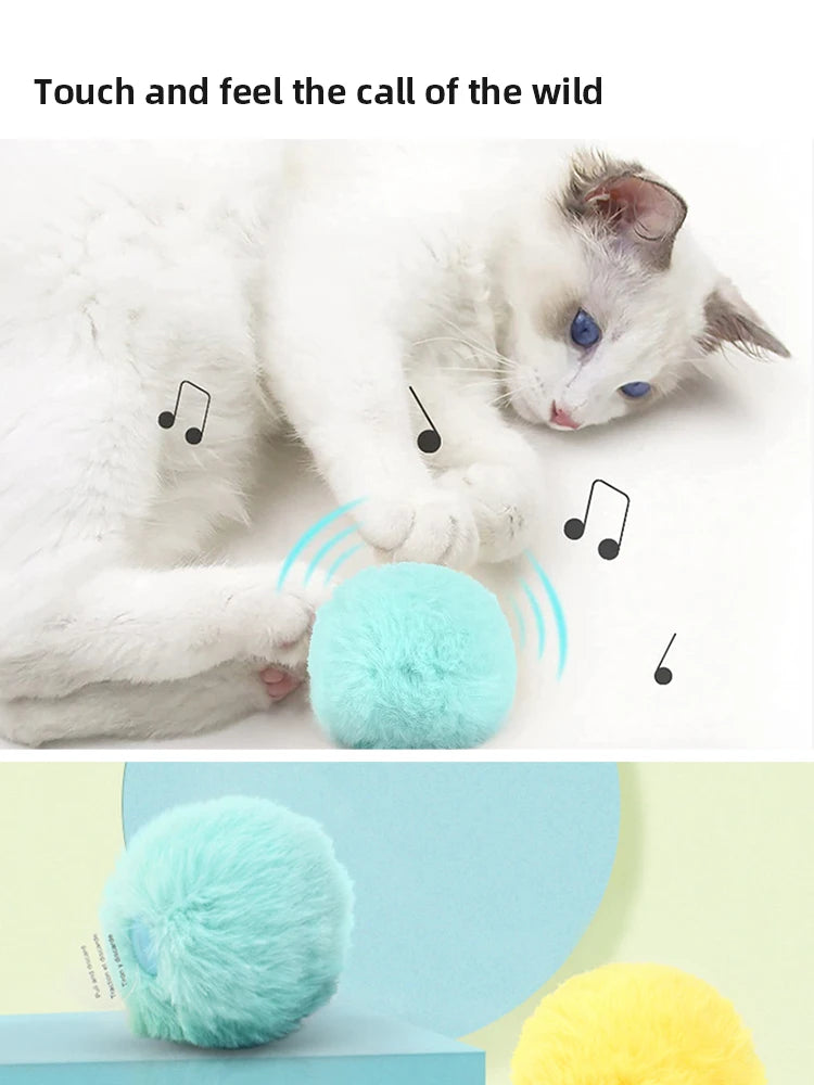 Squeaky Electric Interactive Ball Smart Plush Catnip Pet Cat Toy