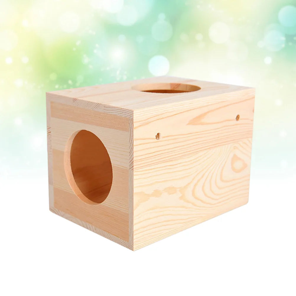 Natural Wood Small Pet Hamster Guinea Chinchilla House Cage Nest