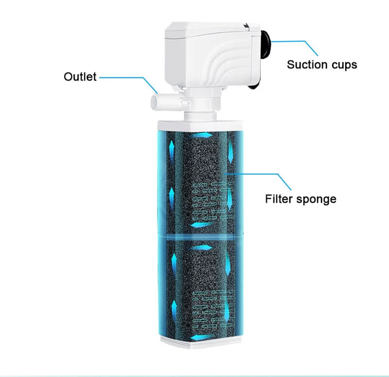 3 in 1 Aquarium Fish Tank Submersible Air Oxygen Aerator Filter Pump Silent