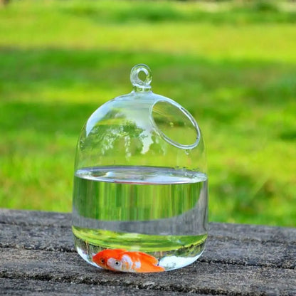 Hanging Glass Vase Aquarium Fish Tank With Rack Holder