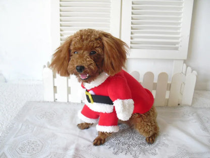 XS-XL Pet Dog Cat Christmas Cosplay Suit Santa Claus Dress Up Costume