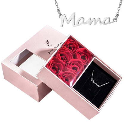 Forever Rose Gift Box with Mama Letter Necklace