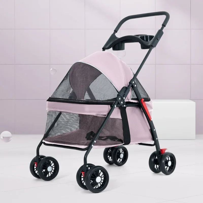 Lightweight Folding Universal Wheel Pet Dog Cat Stroller