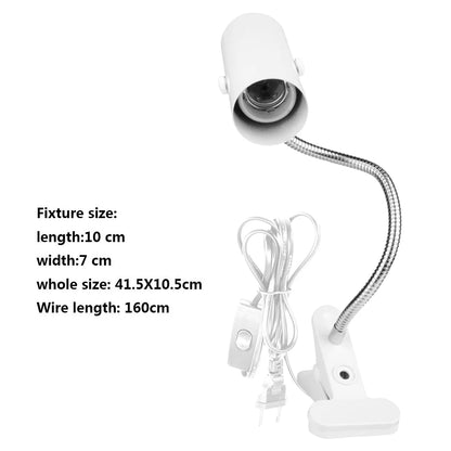 Reptile Amphibian Fish Tank Clip-on Heating Light Holder 360 Degree Rotation E27 Lamp-socket