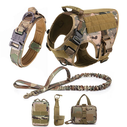 M-XL Pet Dog Tactical Harness Vest Collar And Leash Set