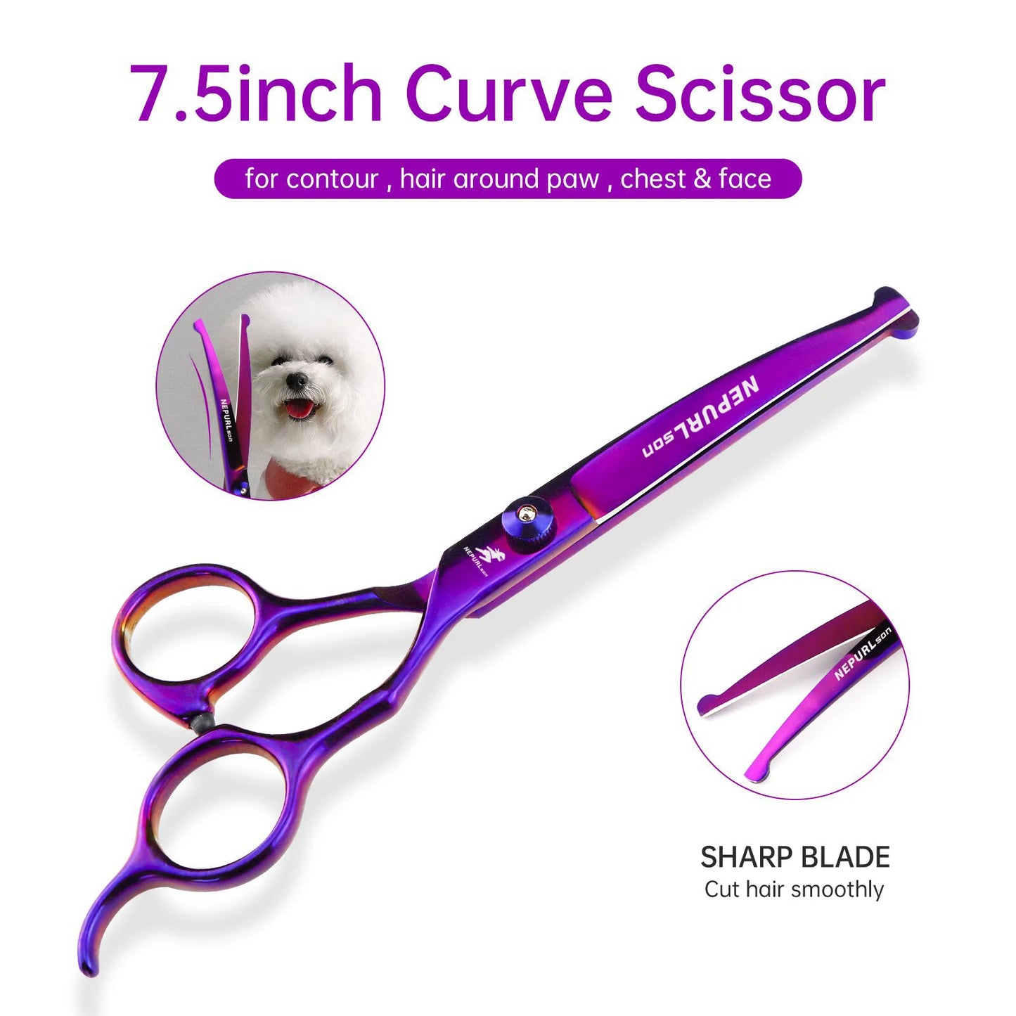 5-7.5" Pet Dog Cat 4pc Stainless Steel Grooming Scissors Comb Sets