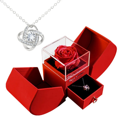 Immortal Rose Flower /w Necklace Jewelry Gift Box Set