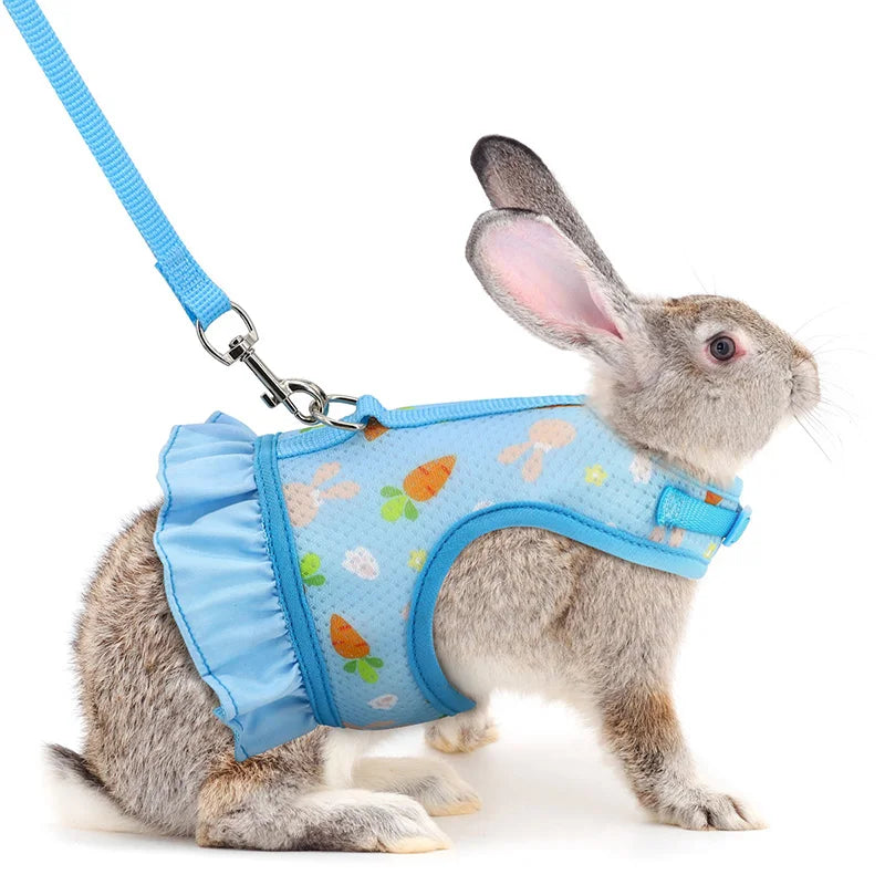 S-L Pet Rabbit Harness with Leash Adjustable Buckle Breathable Mesh Vest