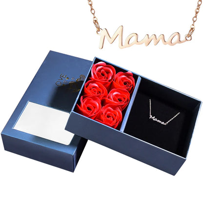 Forever Rose Gift Box with Mama Letter Necklace