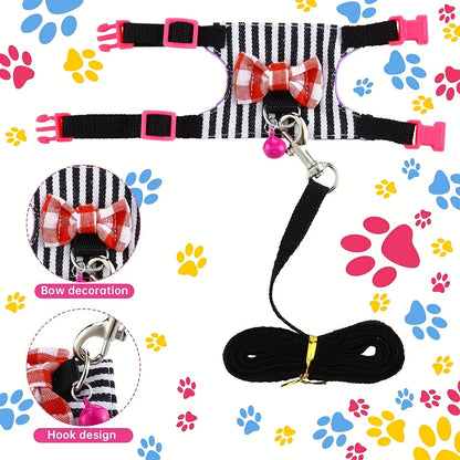 Hamster Harness And Leash 2pcs Set With Bow Bells