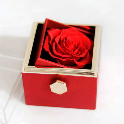 Rotating Preserved Eternal Rose Necklace Gift Box Set