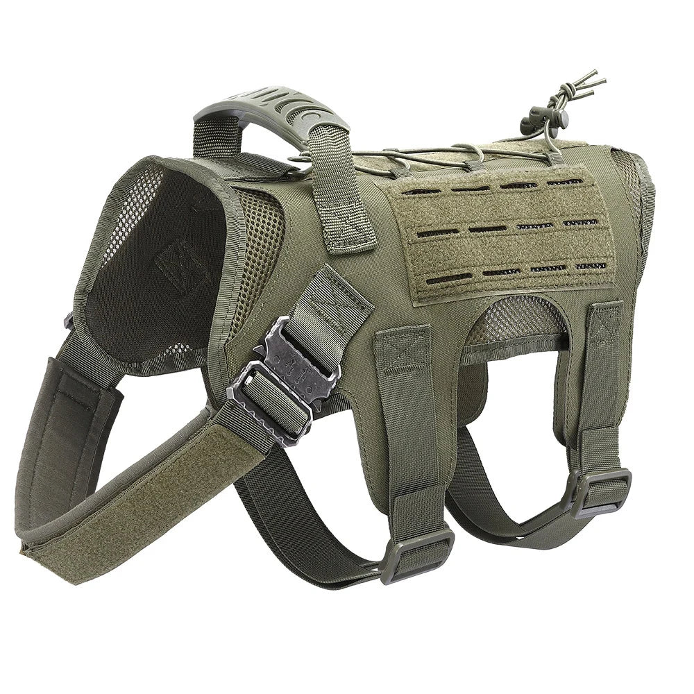 M-L Pet Dog Tactical Harness Training Vest With Bags Leash Lead Set