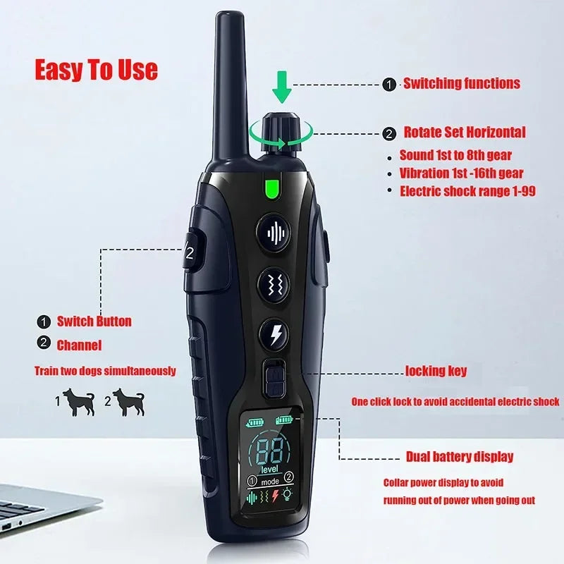 2000m Pet Dog Smart Anti Bark Training Collar with Remote