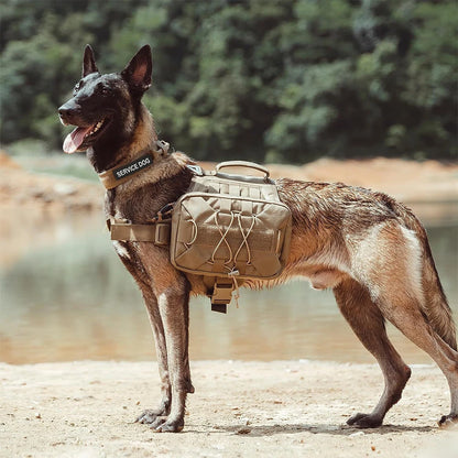 70-100cm Adjustable Tactical No Pull Pet Dog Harness With Control Handle Saddle Bag Pack