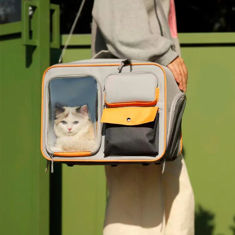 Portable Trolley Case Pet Dog Cat Carrier with Wheels Suitcases