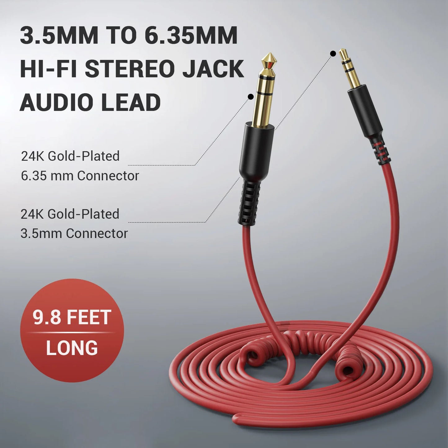 6.35mm to 3.5mm Aux Audio Cable for OneOdio Headphones