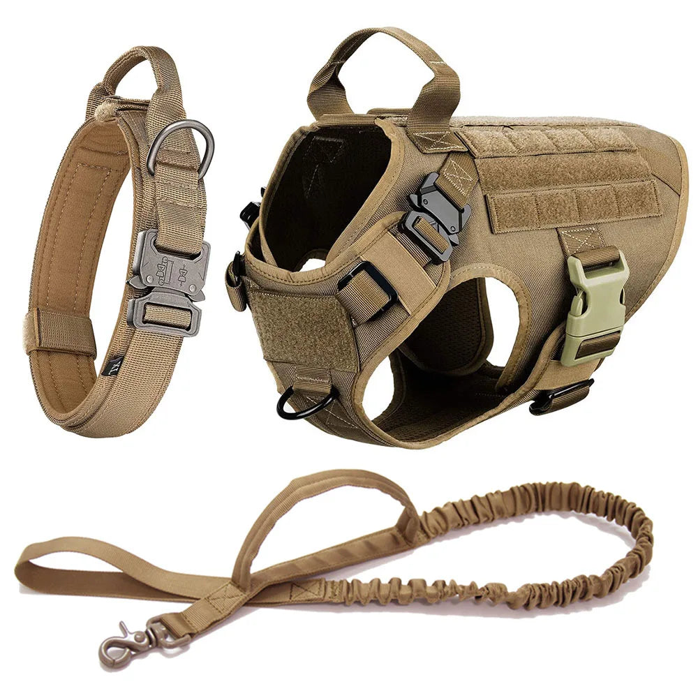 M-XL Pet Dog Tactical Harness Vest Collar And Leash Set