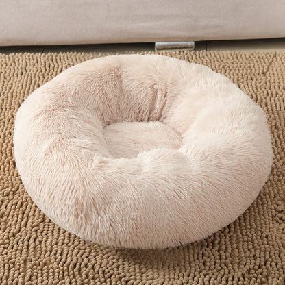 S-XL Pet Cat Dog Round Soft Long Plush Beds Cushion Mat Sleeping Sofa