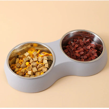 Stainless Steel Double Pet Dog Cat Food Bowl