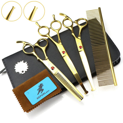 3-5pcs 7.5" Stainless Steel Pet Dog Cat Grooming Scissors Comb Sets