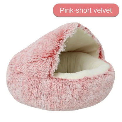 S-XL Winter Warm Shell Semi-Closed Pet Cat Nest Bed Cave