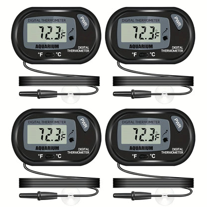 1-8Pcs LCD Digital Aquarium Thermometer With Water-Resistant Sensor Probe And Suction Cup