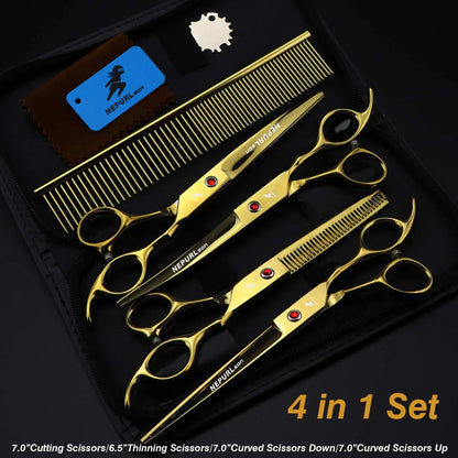 5pc 7" Stainless Steel Pet Dog Cat Grooming Scissors Comb Sets