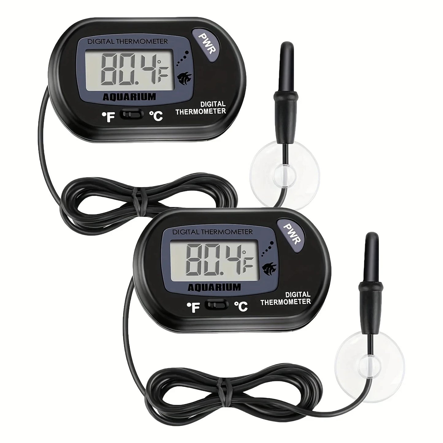 1-8Pcs LCD Digital Aquarium Thermometer With Water-Resistant Sensor Probe And Suction Cup