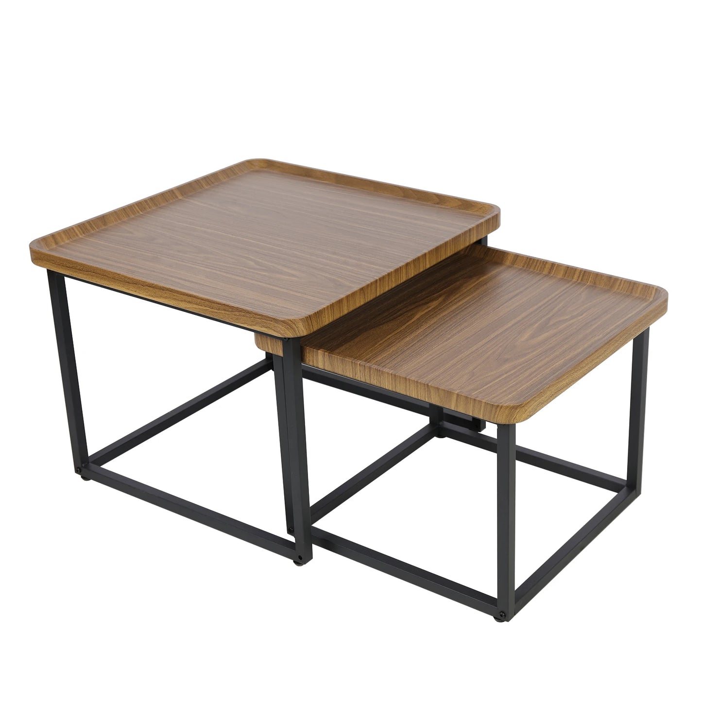 Set of 2 Modern Square Coffee Tables for Easy Assembly