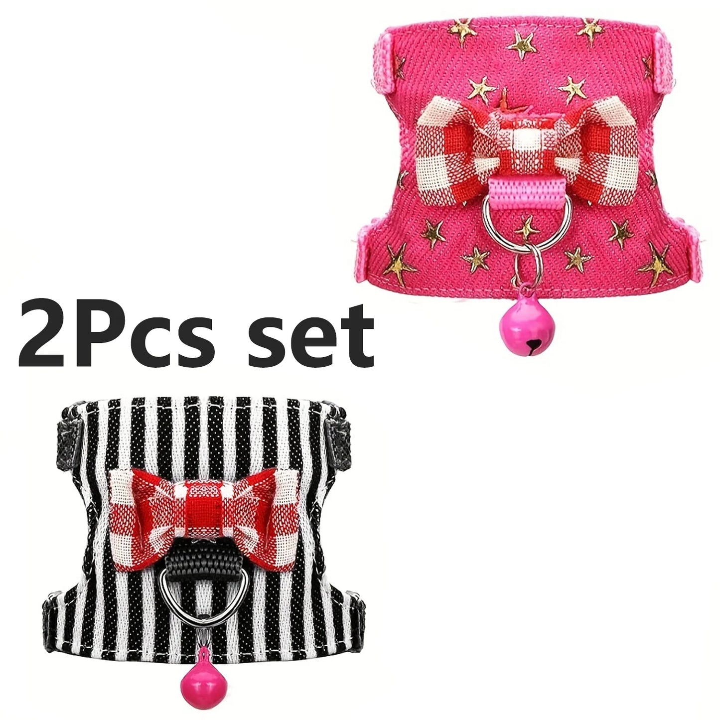 Hamster Harness And Leash 2pcs Set With Bow Bells