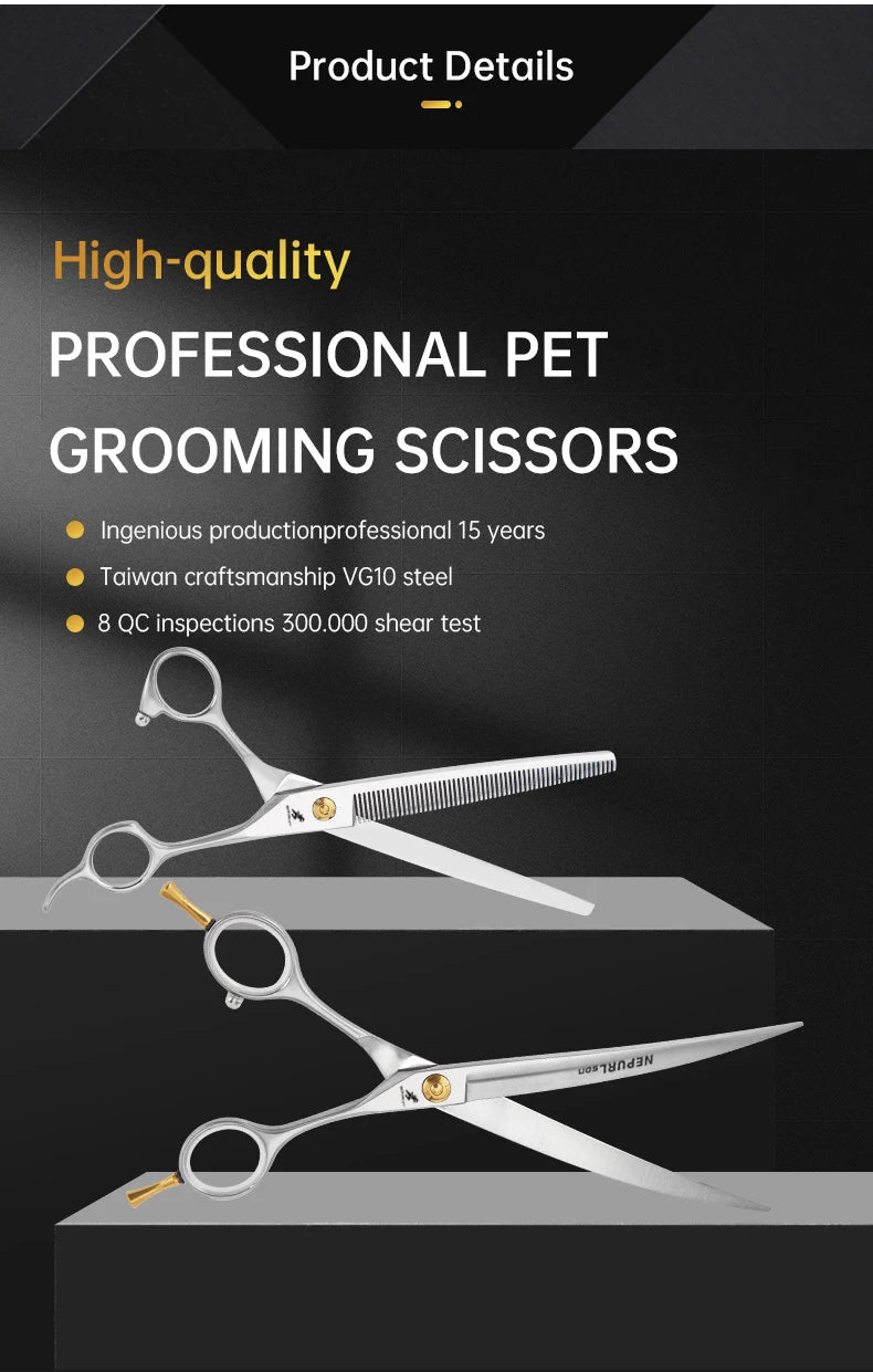 7/7.5" Stainless Steel Pet Dog Cat Curved Chunker Grooming Scissors