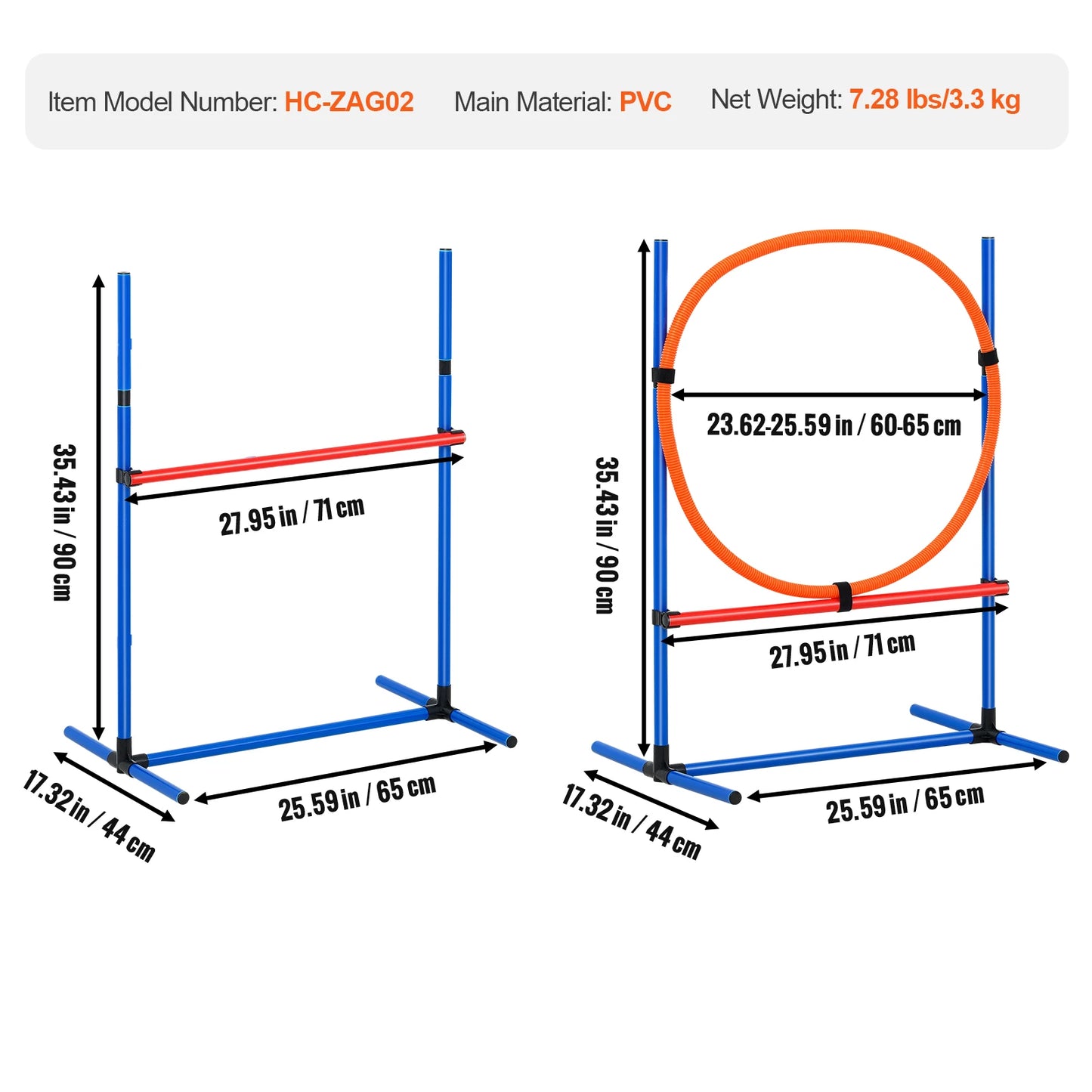 4pcs Pet Dog Agility Training Equipment with Adjustable Hurdles Weave Poles Jump Ring Square Pause Box Whistle