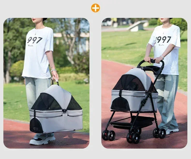 Lightweight Breathable Foldable Pet Dog Cat Stroller Carrier