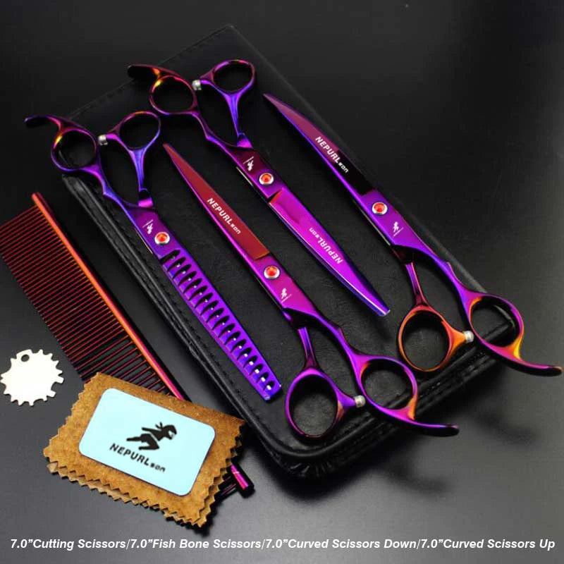 4-7pc Stainless Steel Pet Dog Cat 7" Grooming scissors Comb Sets