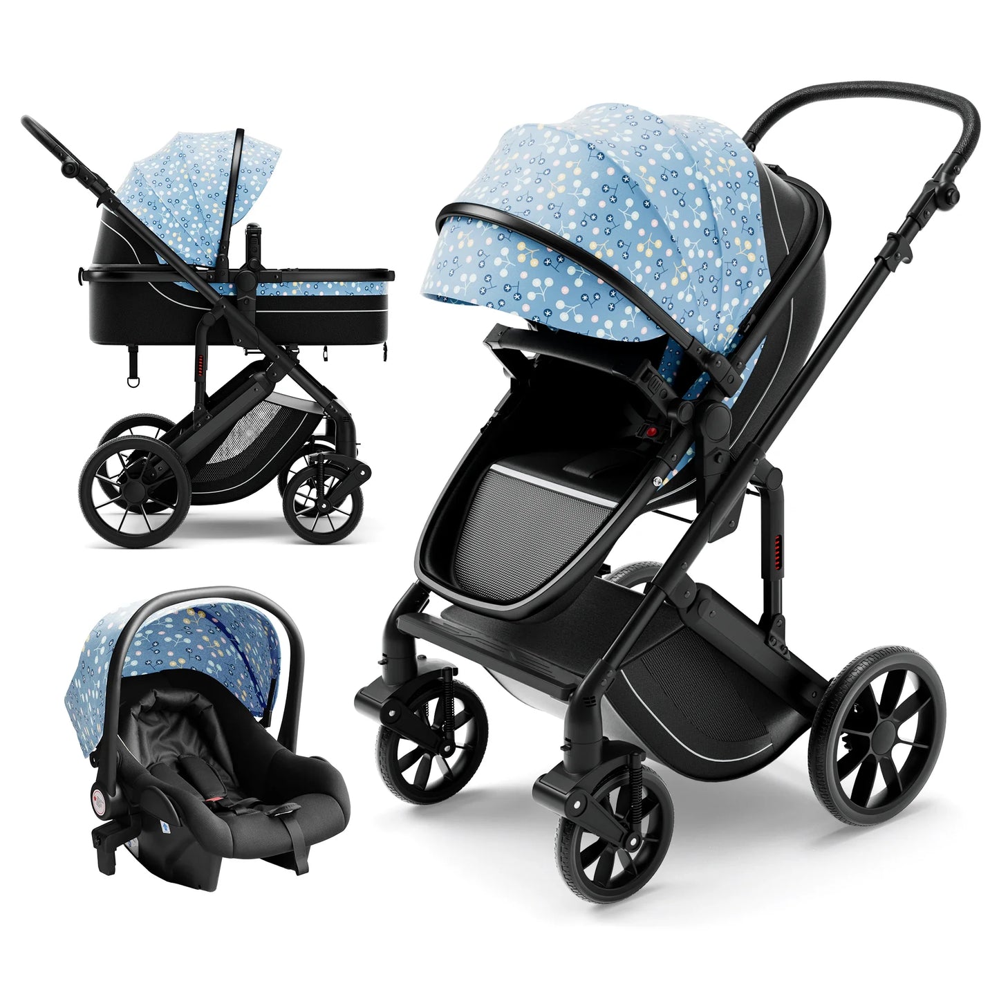 3-in-1 Baby Stroller with Safe Cradle