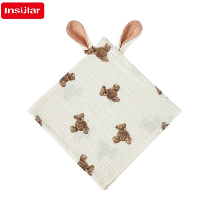 Soft Muslin Baby Saliva Towels with Cartoon Print Design