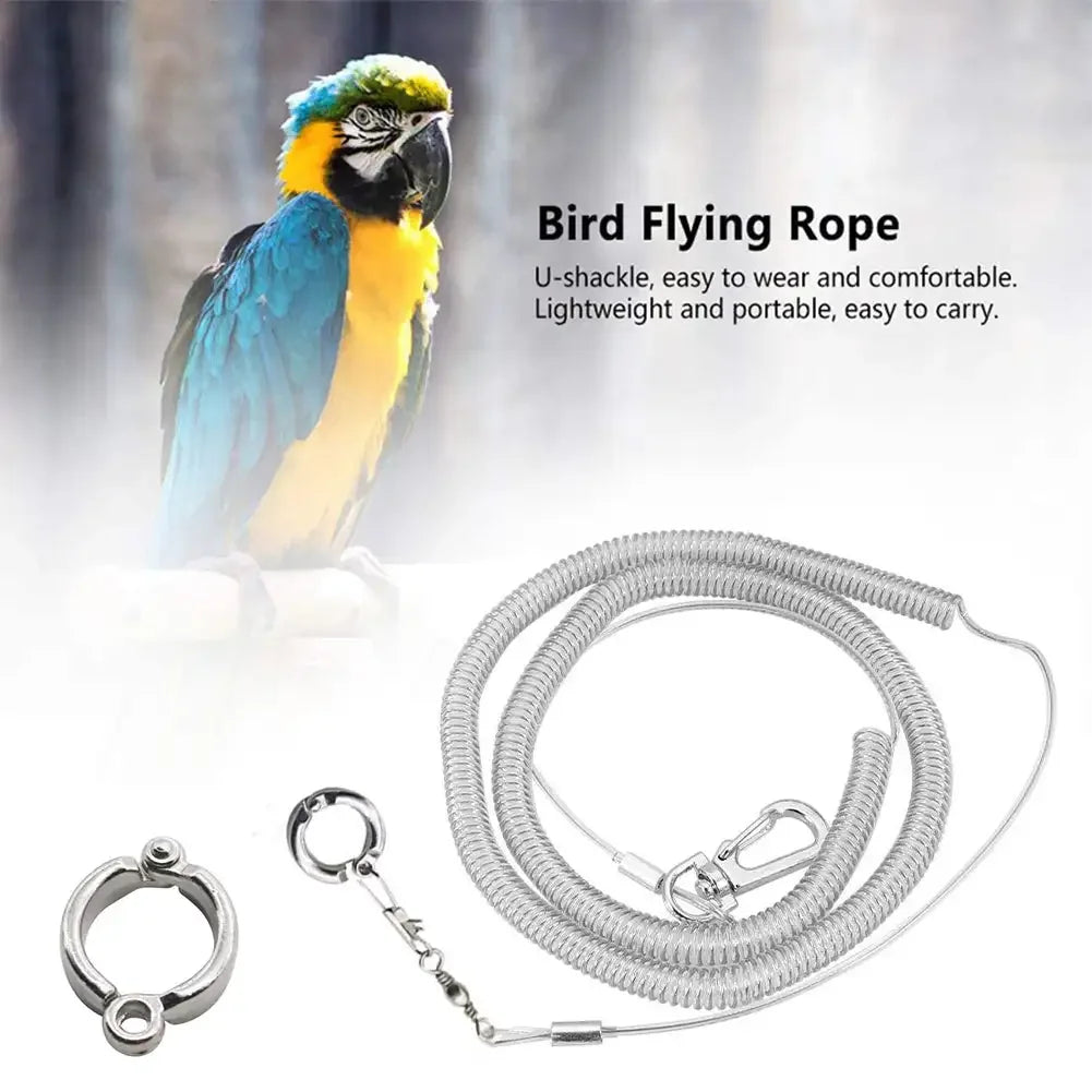 3M/5M Ultra-light Flexible Parrot Bird Flying Training Leash Rope with Leg Ring Harness