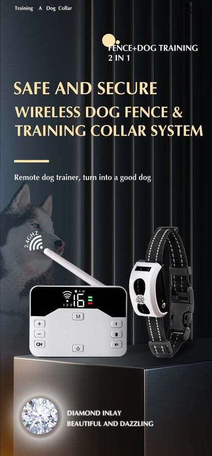 1600ft Pet Dog Wireless Fence Anti Bark Training Collar Containment System