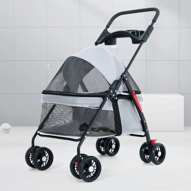 Lightweight Folding Universal Wheel Pet Dog Cat Stroller