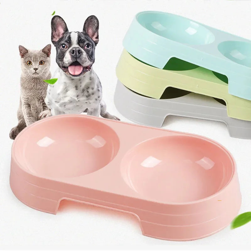 Pet Dog Cat Stainless Steel Double Food Water Bowls