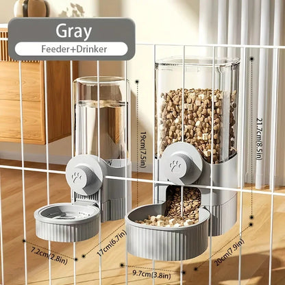 Pet Dog Cat Cage Crate Hanging Water Dispenser Automatic Feeder Bowl