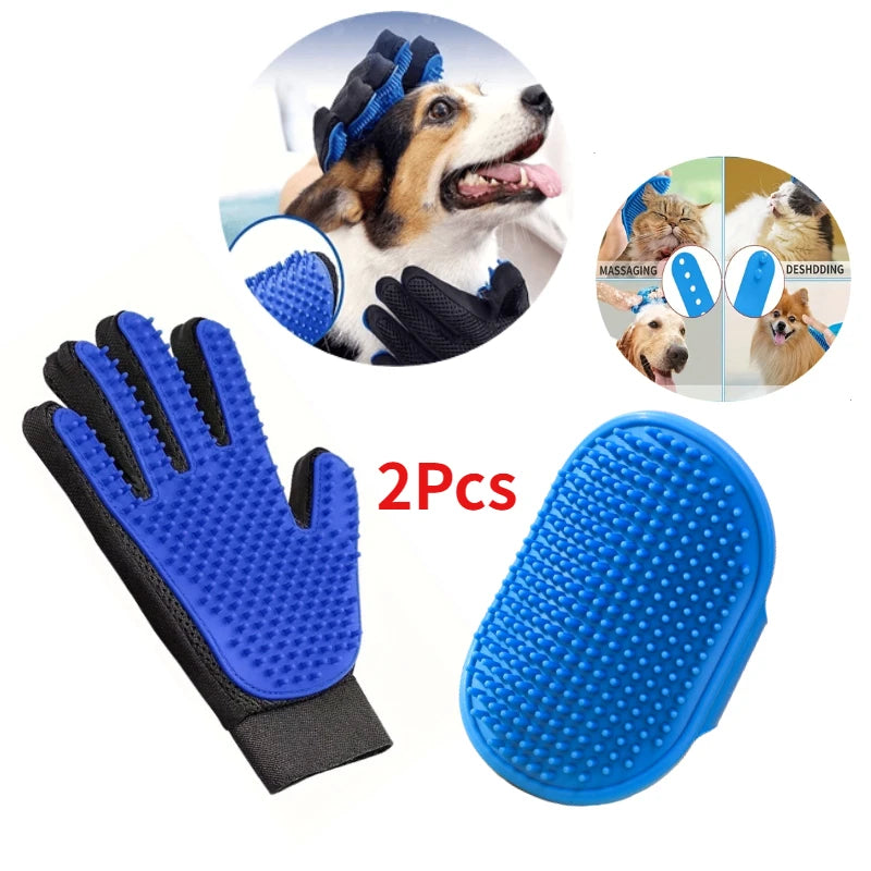 2Pcs Pet Dog Cat Grooming Gloves Brush