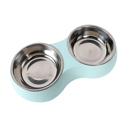 Stainless Steel Double Pet Dog Cat Food Bowl